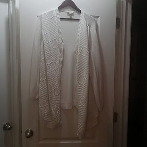 White drape front sweater